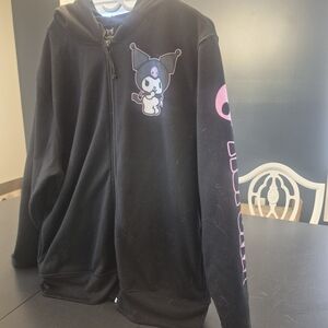 Black Hoodie with Pink Character Print